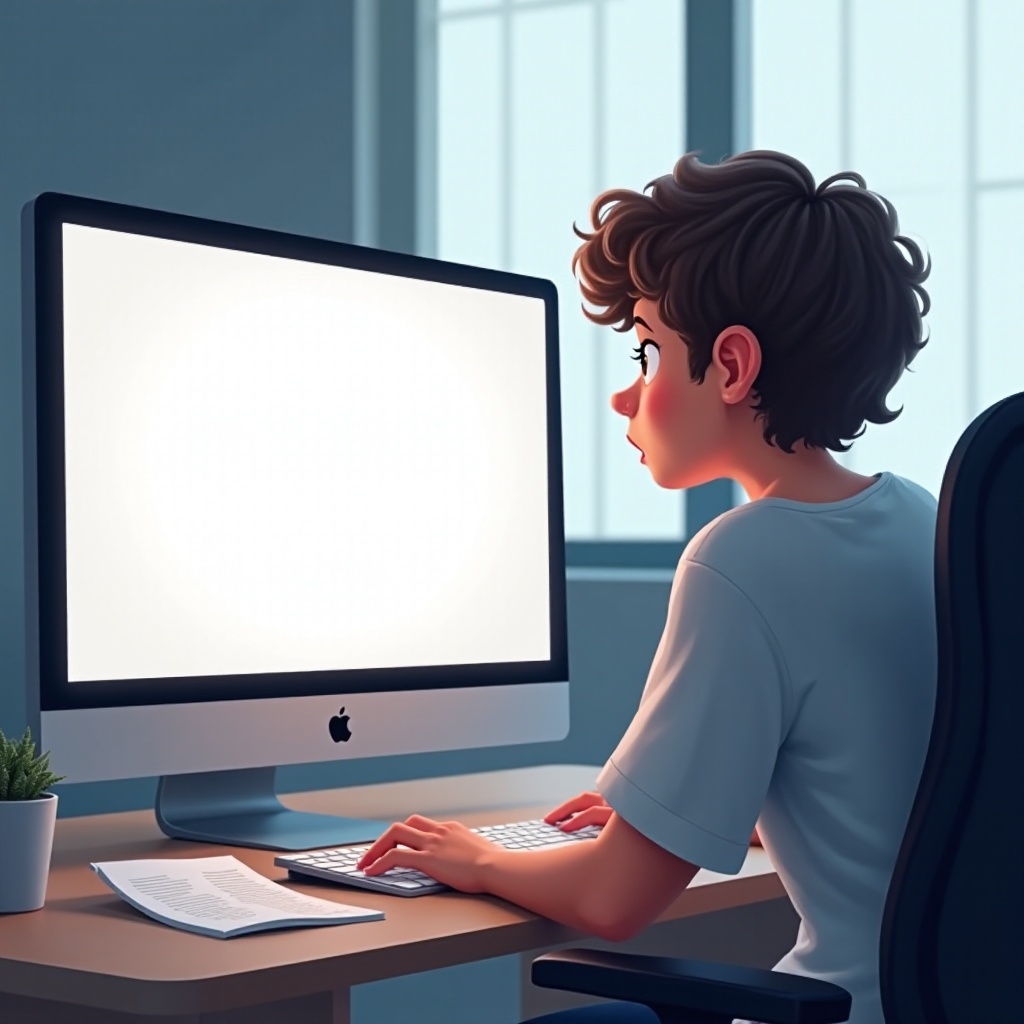 layar putih pada komputer