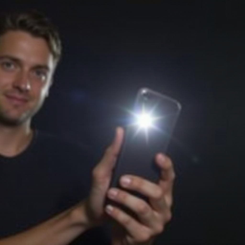 아이폰 손전등을 위해 전화기를 흔들다