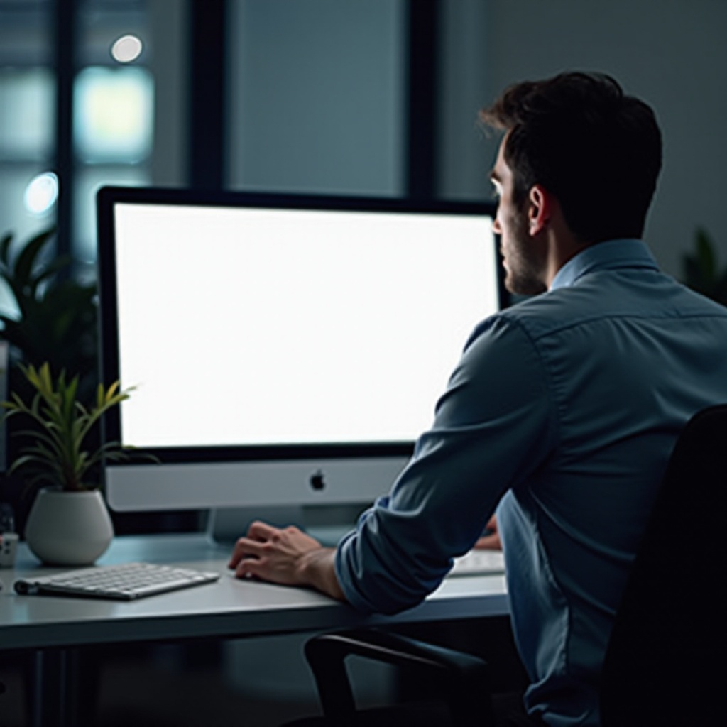 layar putih pada komputer