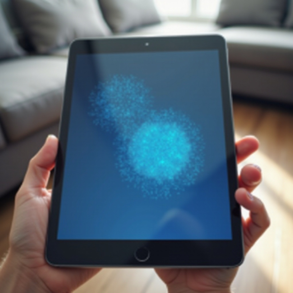 จุดสีน้ำเงินบนหน้าจอ iPad