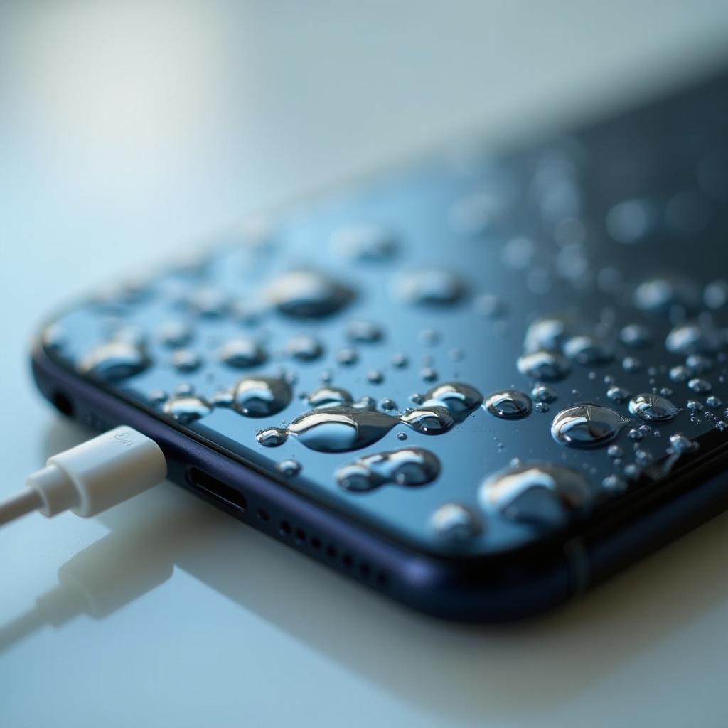 물 경고 후 전화가 충전되지 않음