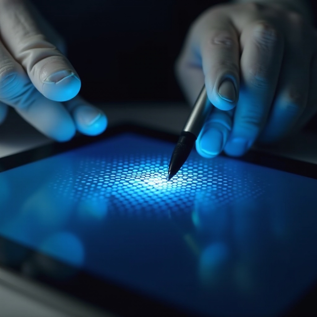 iPad画面上の青い点